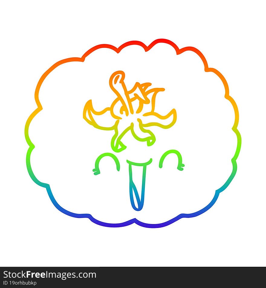 rainbow gradient line drawing cartoon happy tomato