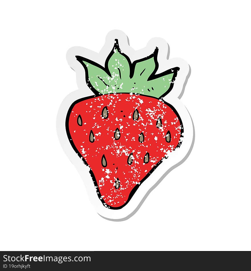 retro distressed sticker of a cartoon strawberry