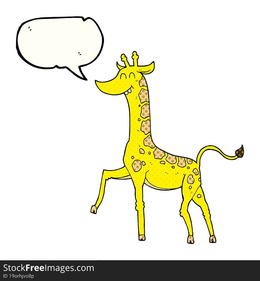 freehand drawn comic book speech bubble cartoon giraffe