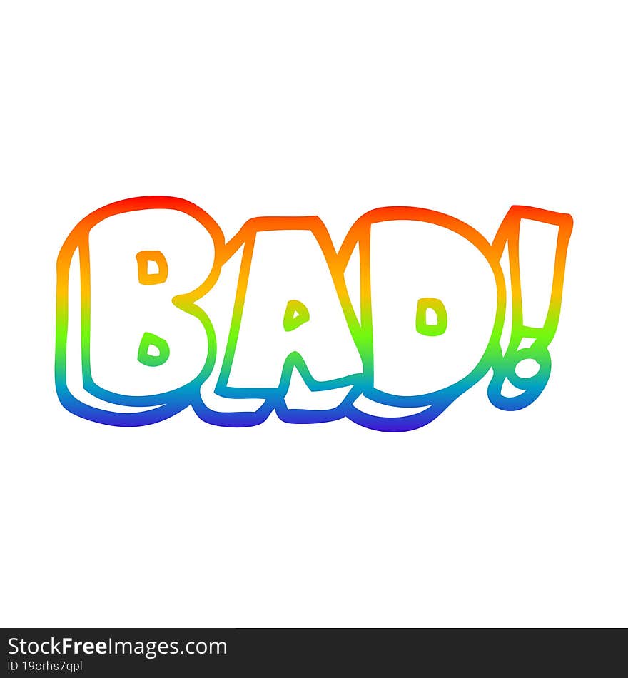 rainbow gradient line drawing cartoon word bad