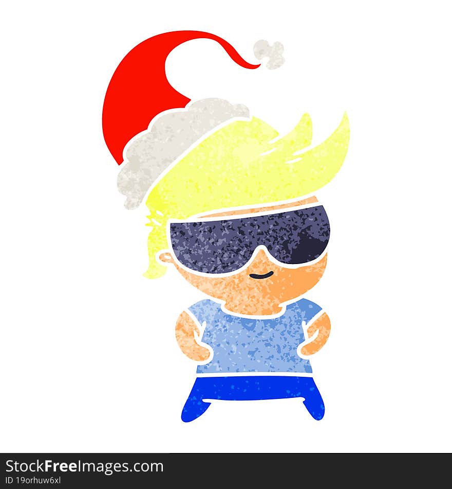 christmas retro cartoon of kawaii boy