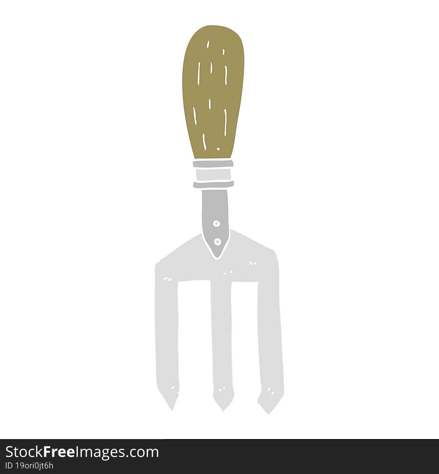 flat color illustration of a cartoon garden fork