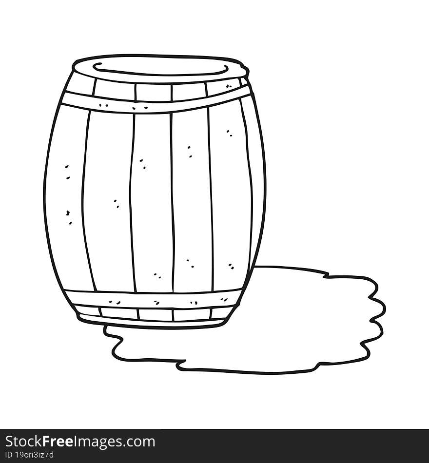 black and white cartoon barrel of beer