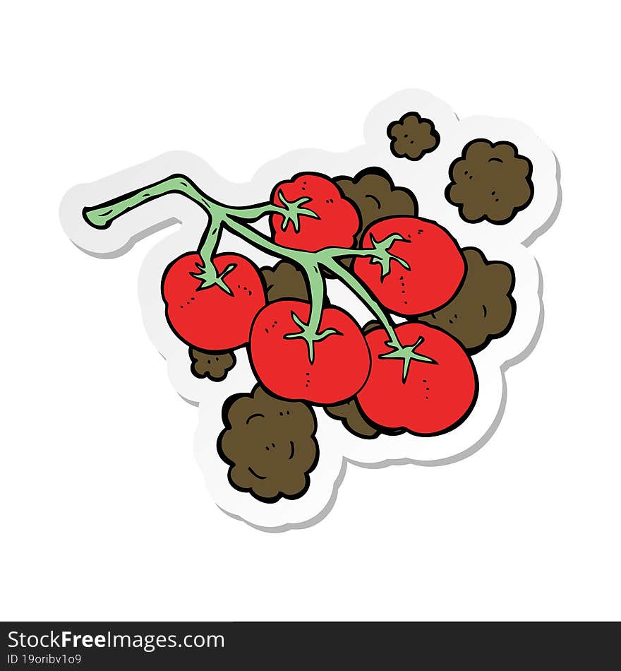 Sticker Of A Green Tomatoes On Vine Illustration