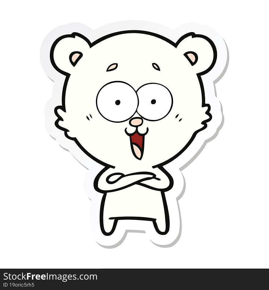 sticker of a laughing teddy  bear cartoon