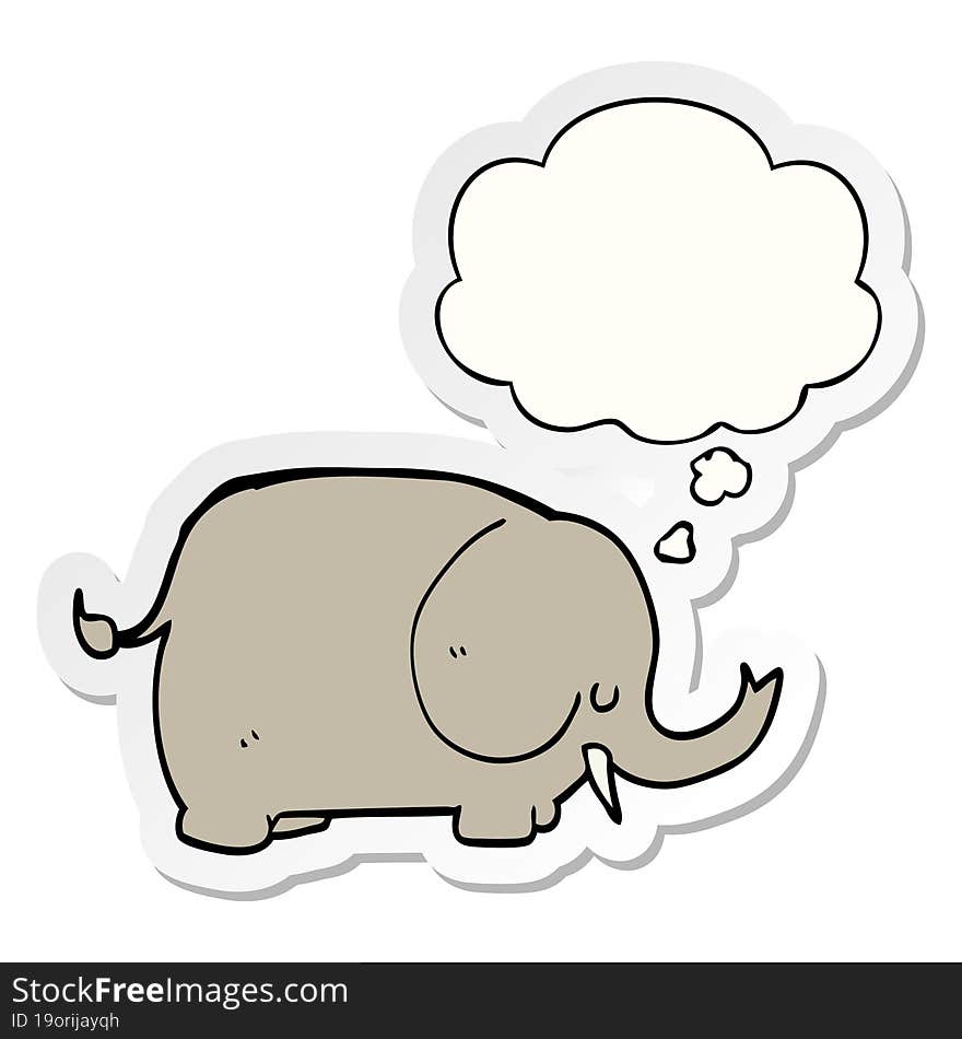 cartoon elephant and thought bubble as a printed sticker