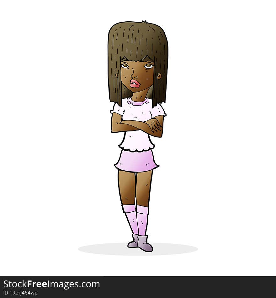 cartoon girl with crossed arms