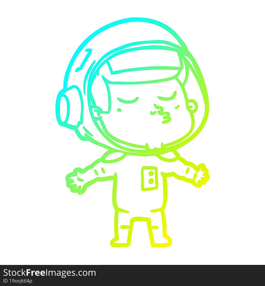 cold gradient line drawing cartoon confident astronaut