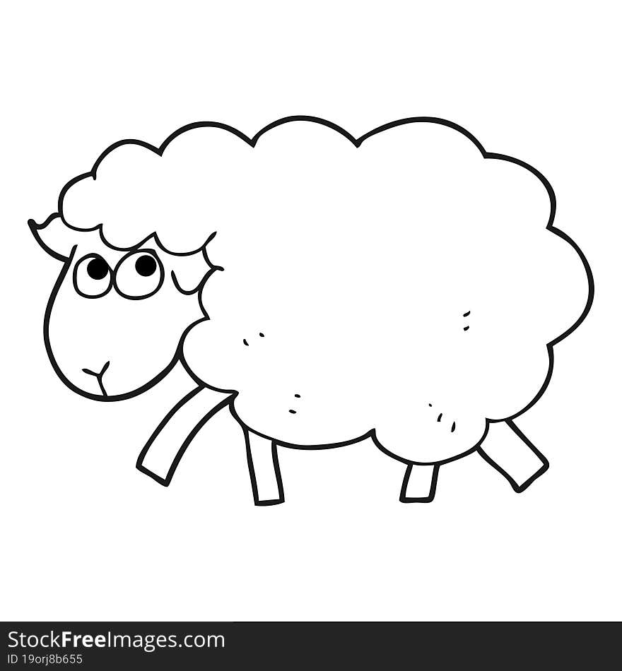 black and white cartoon sheep