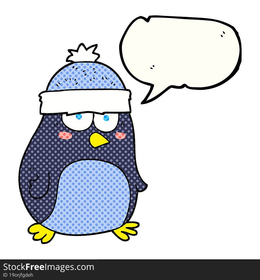 comic book speech bubble cartoon penguin