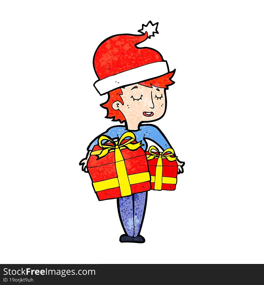 cartoon woman with gifts