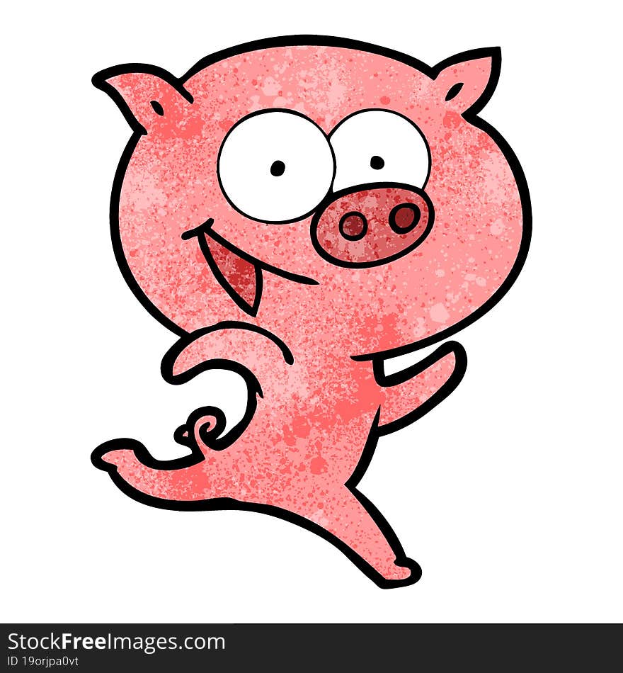 cheerful running pig cartoon. cheerful running pig cartoon