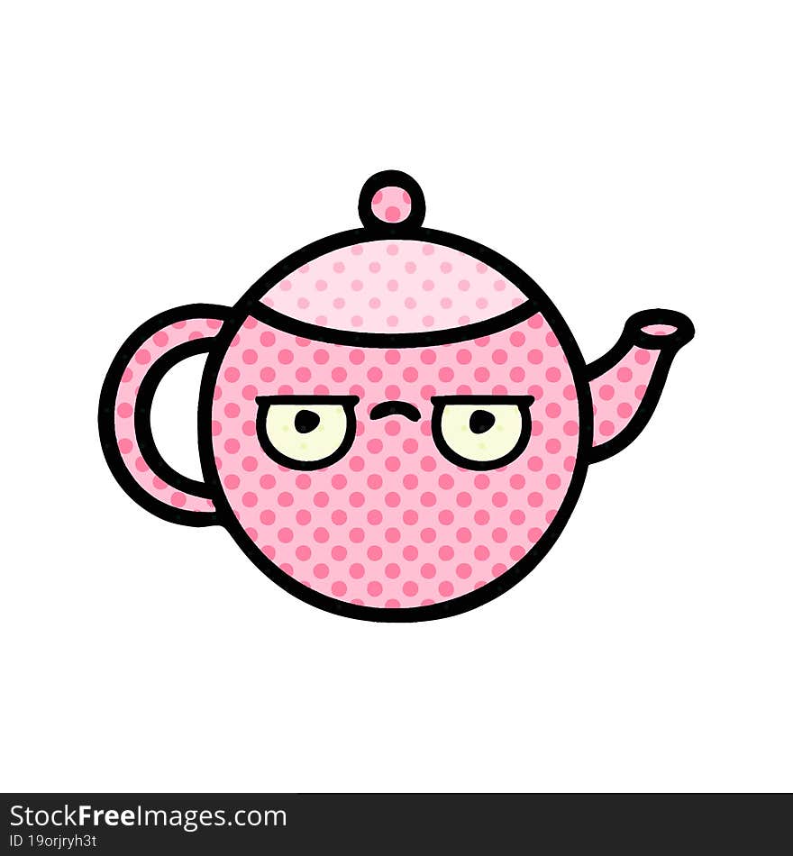 comic book style cartoon teapot