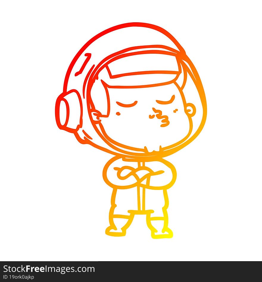 warm gradient line drawing cartoon confident astronaut