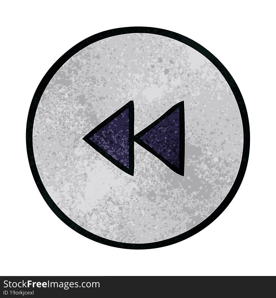 retro grunge texture cartoon of a rewind button