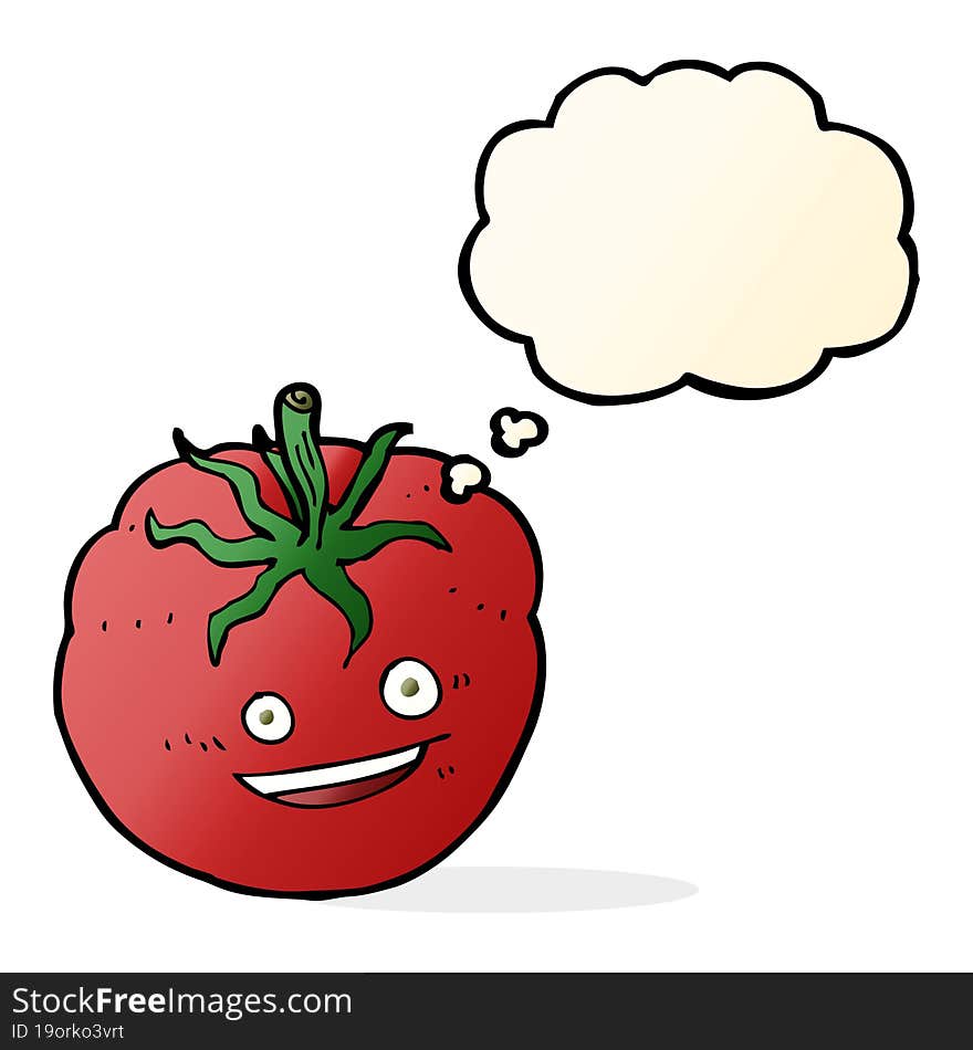 Cartoon Happy Tomato With Thought Bubble