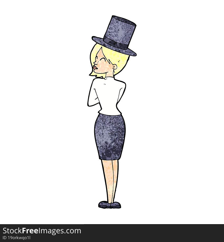 Cartoon Woman In Top Hat