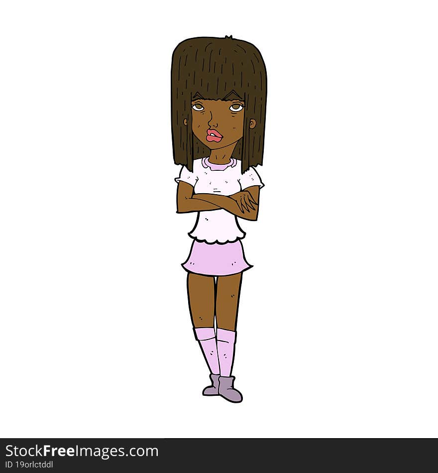 cartoon girl with crossed arms