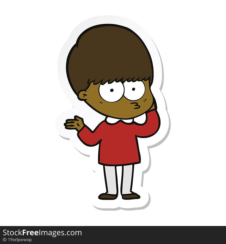 sticker of a curious cartoon boy