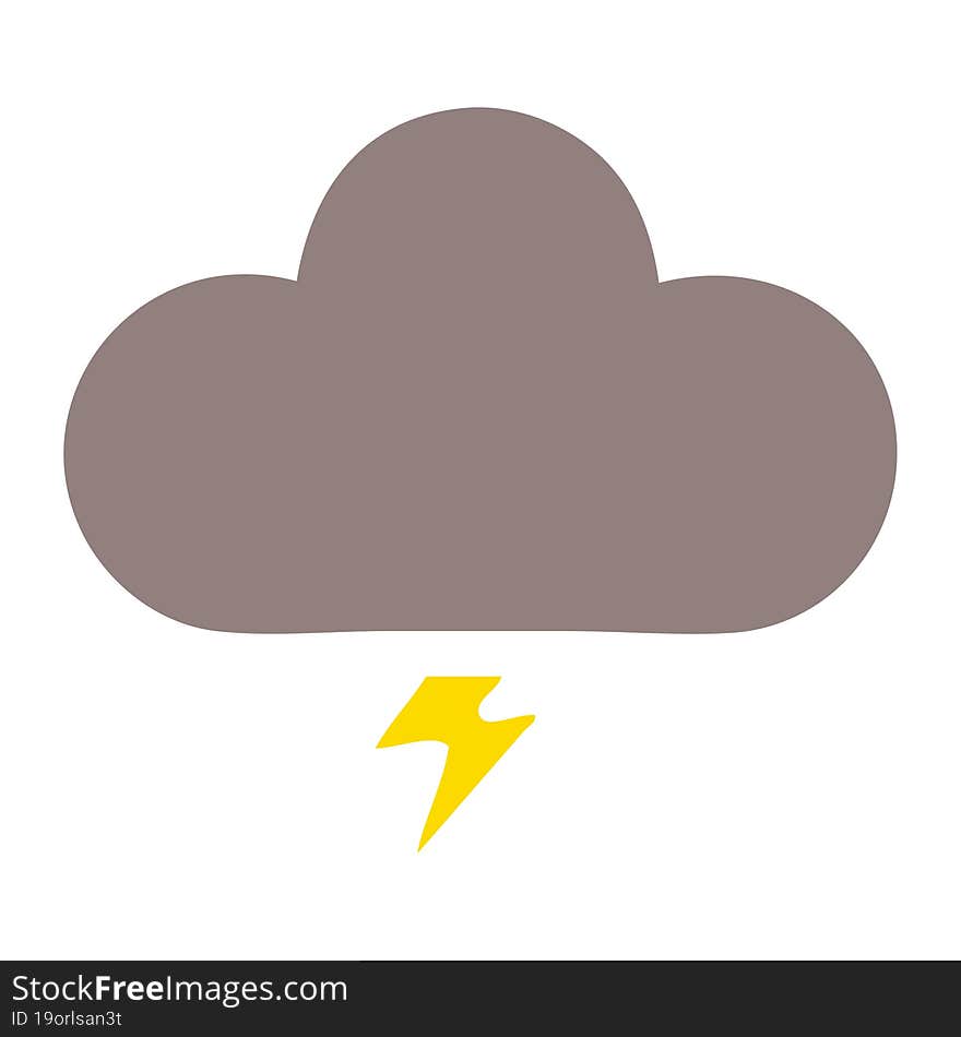 flat color retro cartoon storm cloud