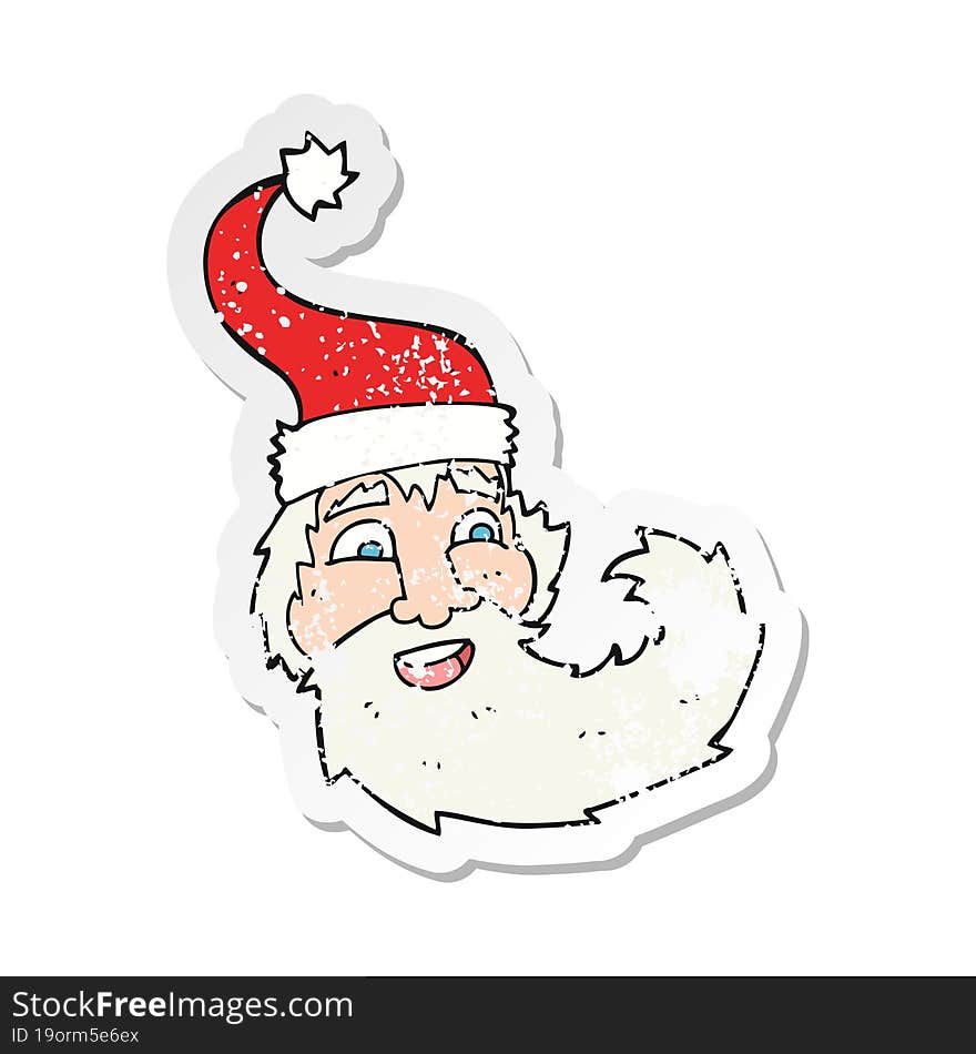 retro distressed sticker of a cartoon santa claus laughing