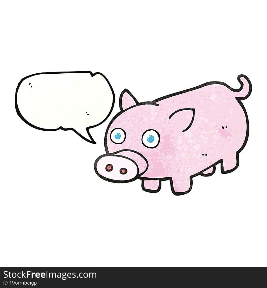 speech bubble textured cartoon piglet