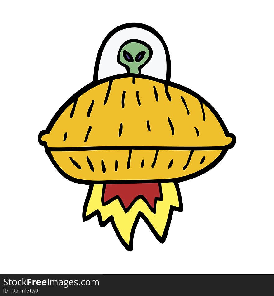 Cartoon Doodle Alien Spaceship