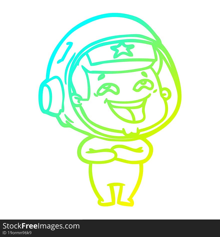 cold gradient line drawing cartoon laughing astronaut