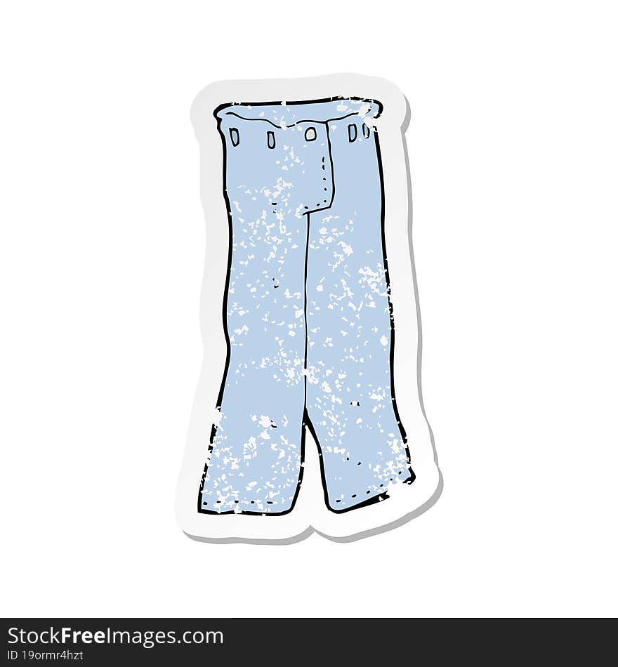 retro distressed sticker of a cartoon pair of jeans