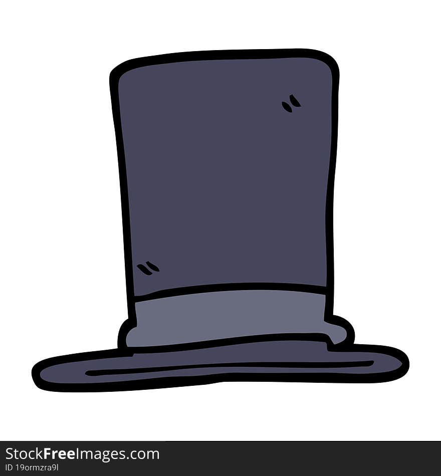 hand drawn doodle style cartoon top hat