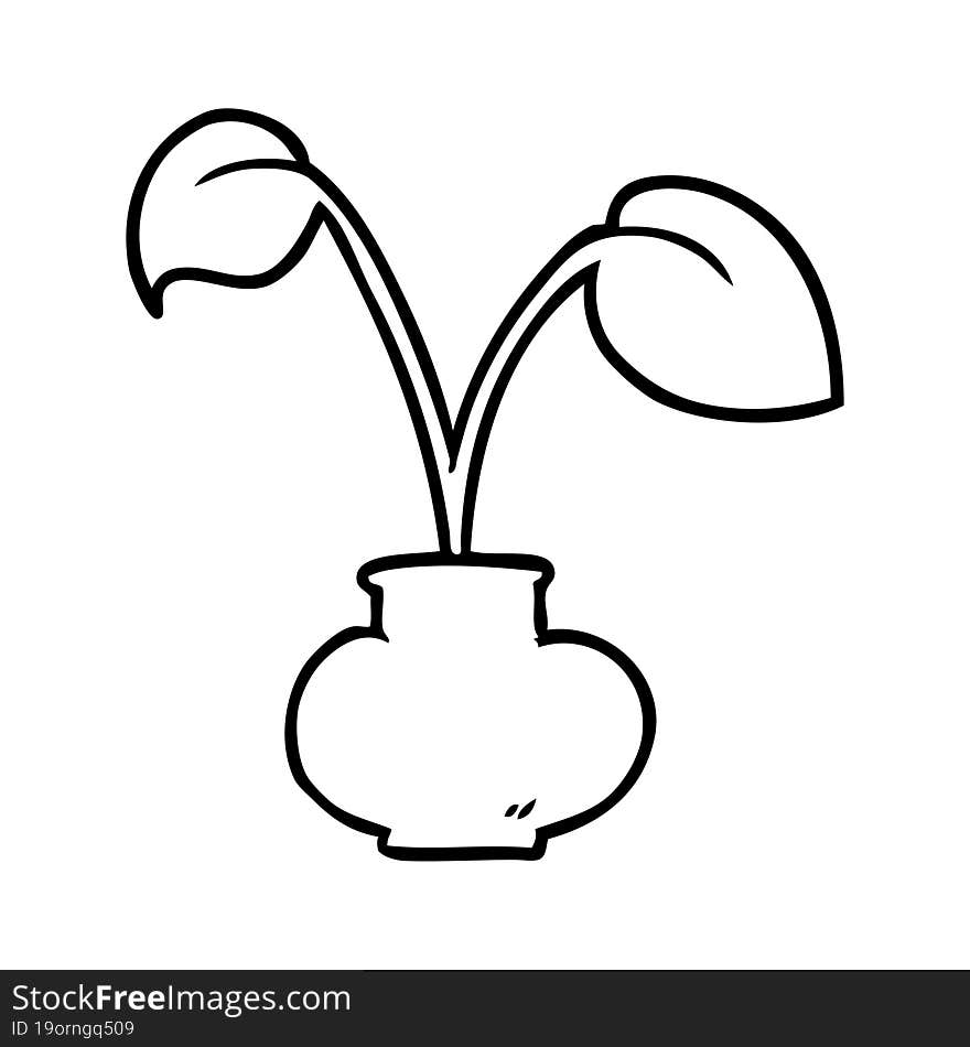 line drawing of a house plant. line drawing of a house plant