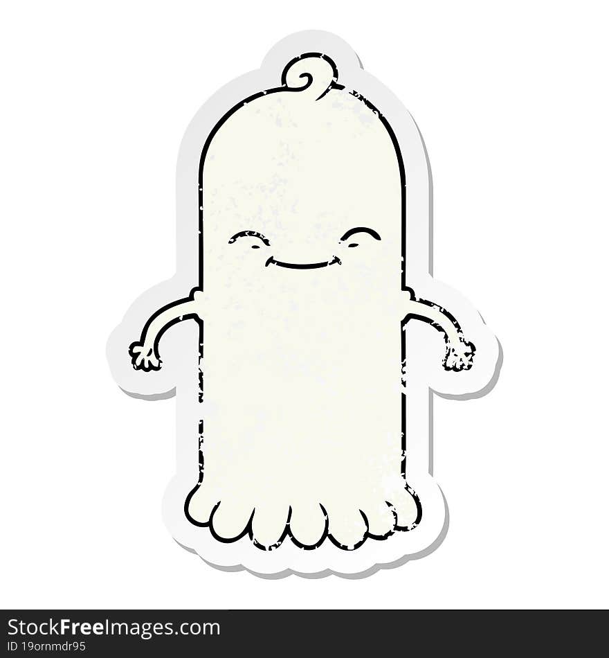 distressed sticker of a cartoon ghost