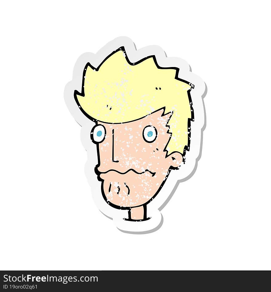 retro distressed sticker of a cartoon nervous man