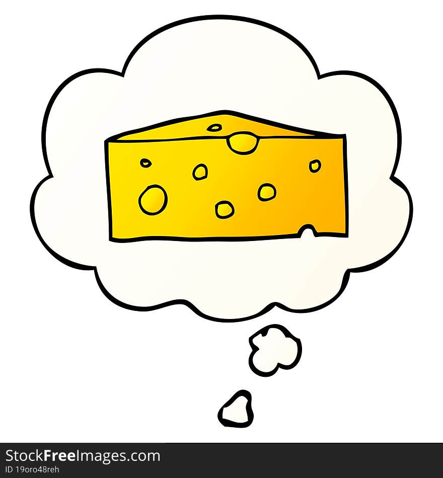 cartoon cheese and thought bubble in smooth gradient style