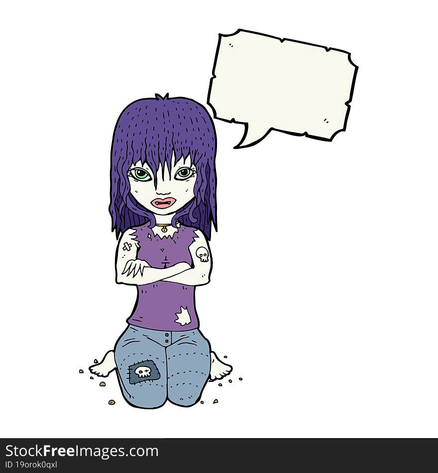 Cartoon Vampire Girl With Speech Bubble