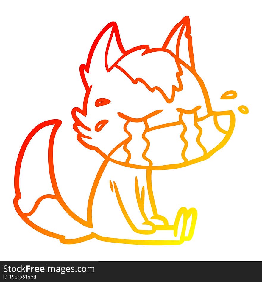 warm gradient line drawing cartoon crying wolf