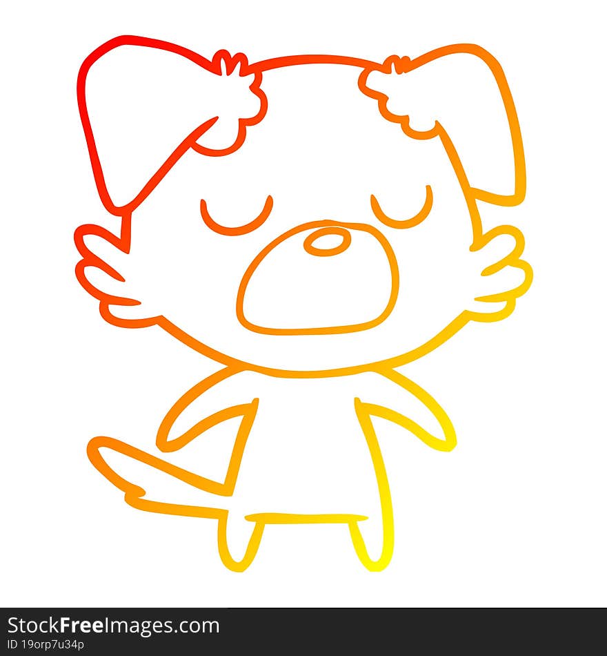 Warm Gradient Line Drawing Cartoon Dog