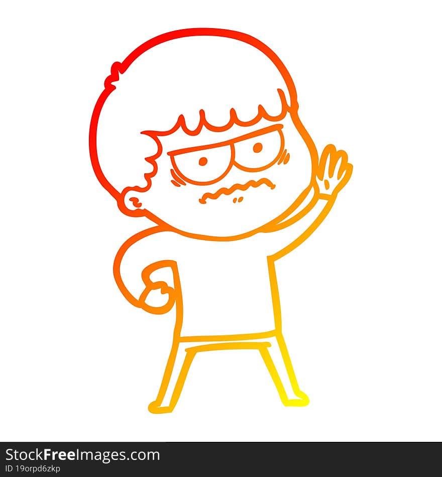 Warm Gradient Line Drawing Cartoon Annoyed Man