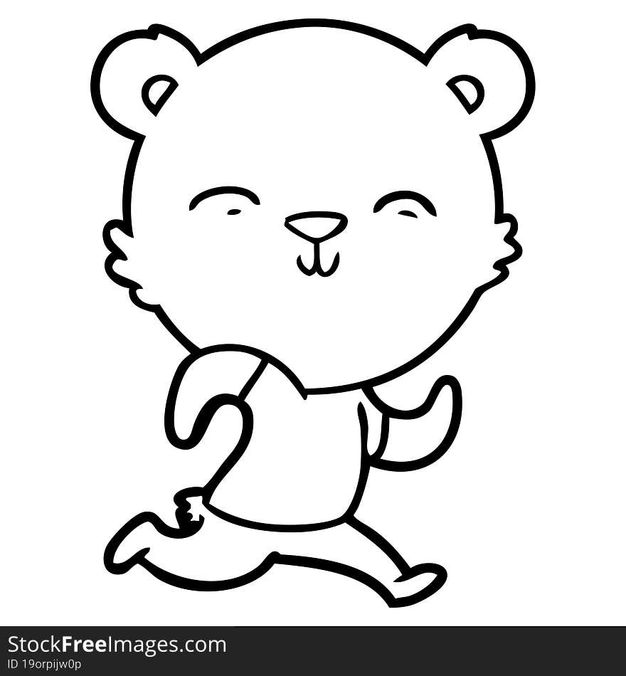 happy cartoon bear jogging. happy cartoon bear jogging