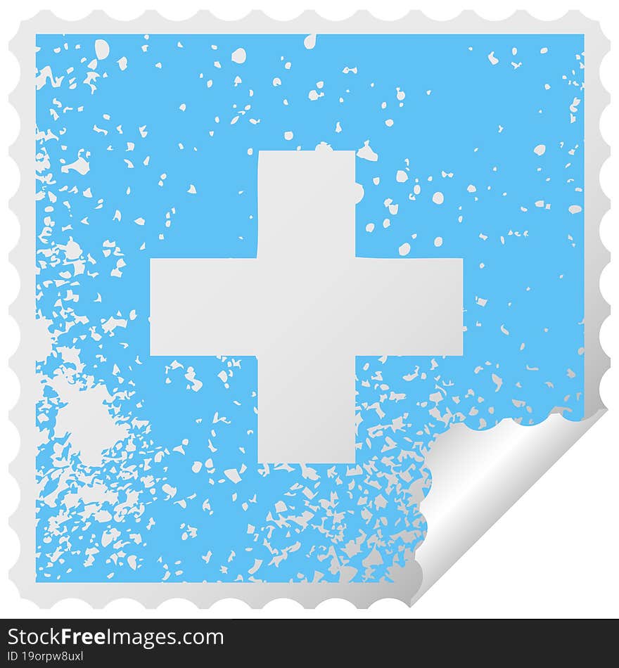 distressed square peeling sticker symbol addition symbol