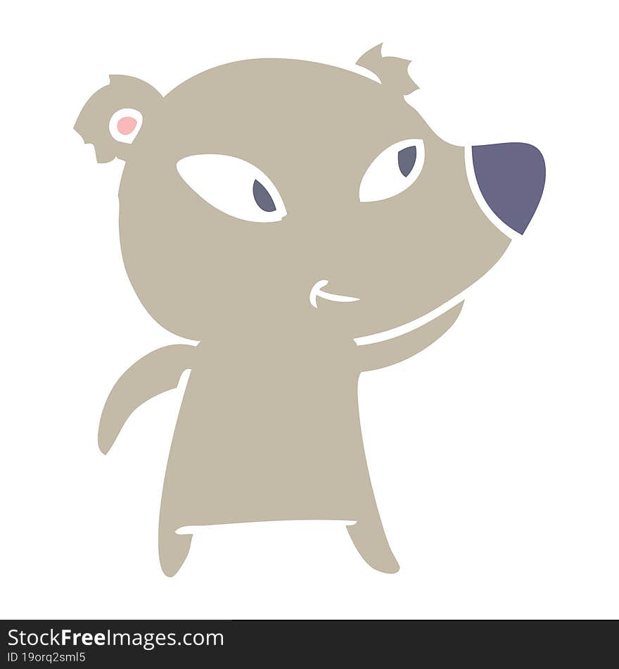 Cute Flat Color Style Cartoon Bear