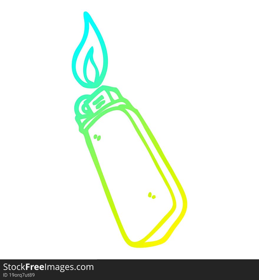 cold gradient line drawing of a cartoon disposable lighter