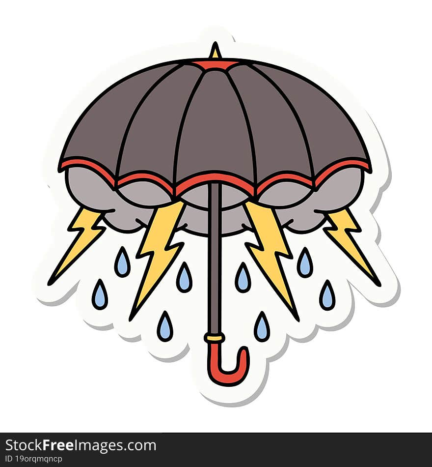 Tattoo Style Sticker Of An Umbrella