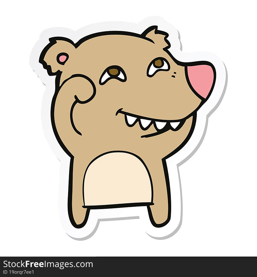 sticker of a cartoon bear showing teeth