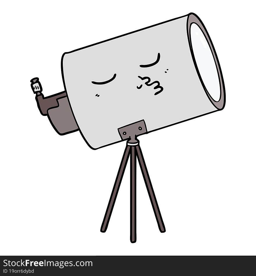 cartoon telescope with face. cartoon telescope with face