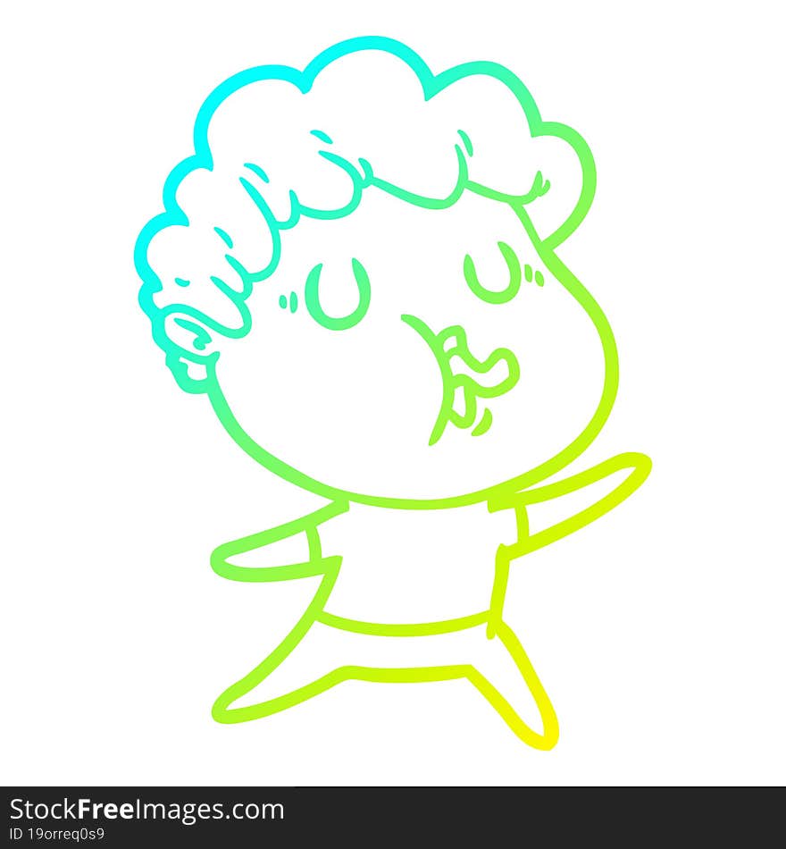 Cold Gradient Line Drawing Cartoon Man Singing