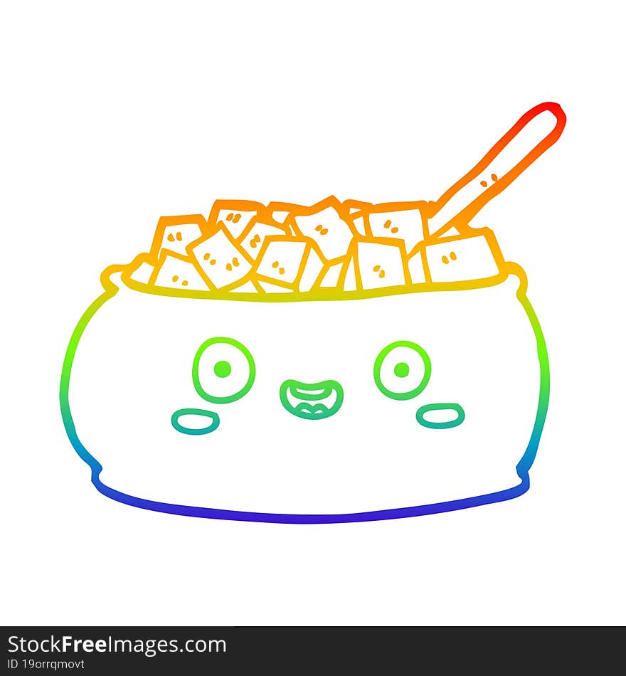 rainbow gradient line drawing cute cartoon bowl of sugar