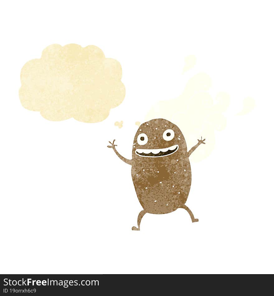 cartoon happy potato with thought bubble