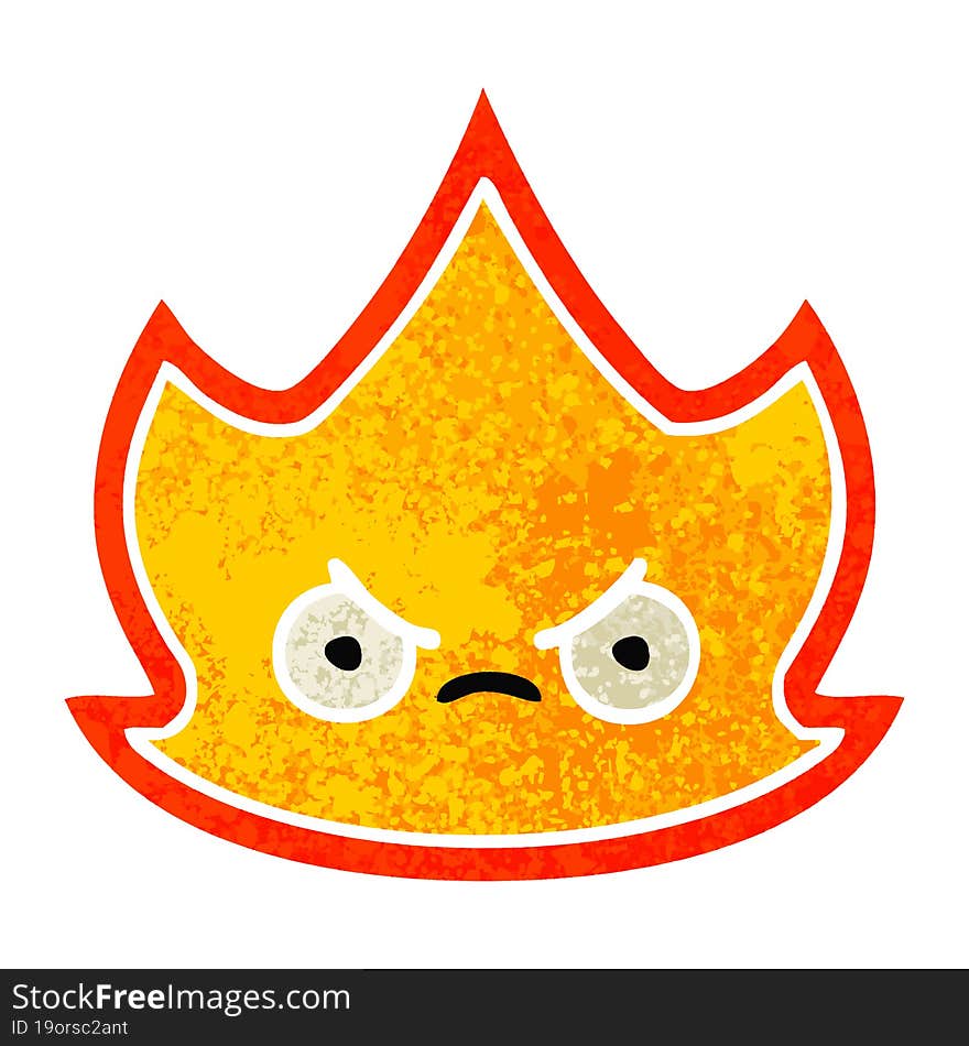 retro illustration style cartoon fire flame