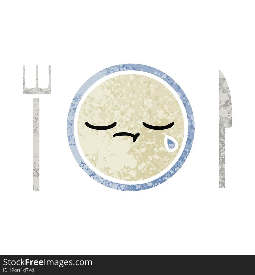 retro illustration style cartoon of a dinner plate